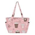 thumbnail image 1 of FORMRS Tote Bag for Women Quilted Large Capacity Travel Work Carry On Shoulder Handbag, Brown Hand Drawn Cups, 1 of 7