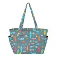 thumbnail image 1 of FORMRS Tote Bag for Women Quilted Large Capacity Travel Work Carry On Shoulder Handbag, Cartoon Beach Pattern, 1 of 7