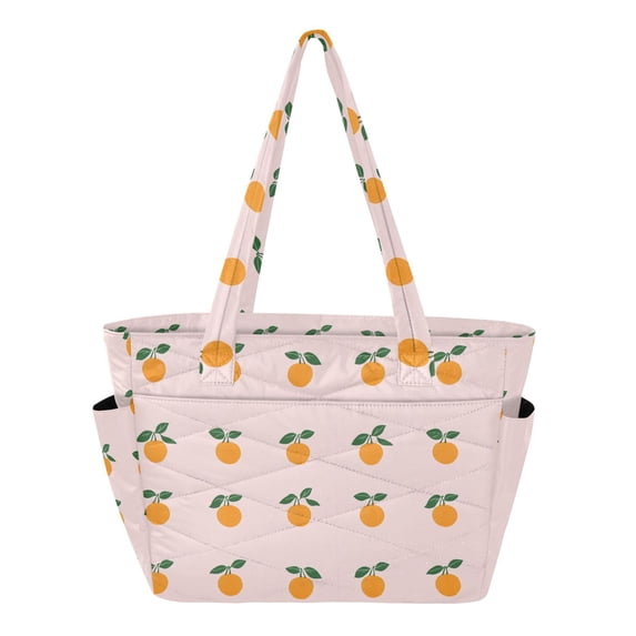 FORMRS Tote Bag for Women Quilted Large Capacity Travel Work Carry On Shoulder Handbag, Cartoon Citrus