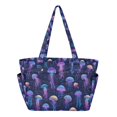 thumbnail image 1 of FORMRS Tote Bag for Women Quilted Large Capacity Travel Work Carry On Shoulder Handbag, Dark Blue Jellyfish Pattern, 1 of 7