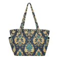thumbnail image 1 of FORMRS Tote Bag for Women Quilted Large Capacity Travel Work Carry On Shoulder Handbag, Green Peacock Pattern, 1 of 7
