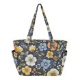thumbnail image 1 of FORMRS Tote Bag for Women Quilted Large Capacity Travel Work Carry On Shoulder Handbag, Navy Floral Pattern, 1 of 7