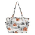 thumbnail image 1 of FORMRS Tote Bag for Women Quilted Large Capacity Travel Work Carry On Shoulder Handbag, Orange Cartoon Houses, 1 of 7
