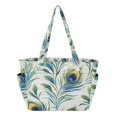 thumbnail image 1 of FORMRS Tote Bag for Women Quilted Large Capacity Travel Work Carry On Shoulder Handbag, Peacock Feather, 1 of 7