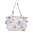 thumbnail image 1 of FORMRS Tote Bag for Women Quilted Large Capacity Travel Work Carry On Shoulder Handbag, Purple Flower Pattern, 1 of 7