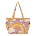 thumbnail image 1 of FORMRS Tote Bag for Women Quilted Large Capacity Travel Work Carry On Shoulder Handbag, Purple Retro Rainbow, 1 of 7