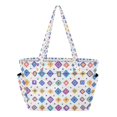 thumbnail image 1 of FORMRS Tote Bag for Women Quilted Large Capacity Travel Work Carry On Shoulder Handbag, Purple Retro Shapes, 1 of 7