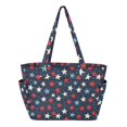 thumbnail image 1 of FORMRS Tote Bag for Women Quilted Large Capacity Travel Work Carry On Shoulder Handbag, Red White Stars, 1 of 7