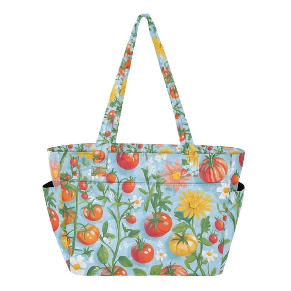 FORMRS Tote Bag for Women Quilted Large Capacity Travel Work Carry On Shoulder Handbag, Various Tomatoes