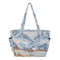 thumbnail image 1 of FORMRS Tote Bag for Women Quilted Large Capacity Travel Work Carry On Shoulder Handbag, Winter Mountain, 1 of 7