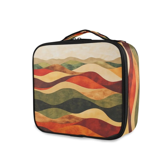 FORMRS Travel Makeup Bag Large Capacity Train Case Cosmetic Organizer with Adjustable Dividers, Abstract Desert Pattern