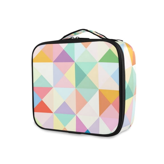 FORMRS Travel Makeup Bag Large Capacity Train Case Cosmetic Organizer with Adjustable Dividers, Abstract Geometric