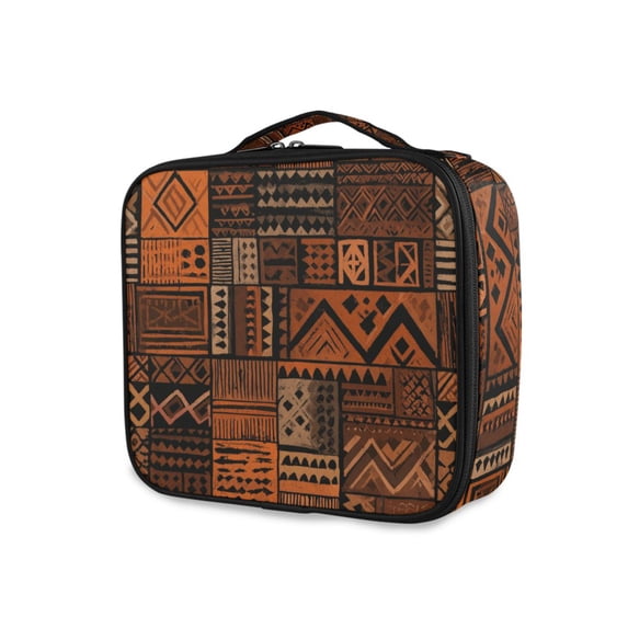 FORMRS Travel Makeup Bag Large Capacity Train Case Cosmetic Organizer with Adjustable Dividers, Abstract Tribal Pattern
