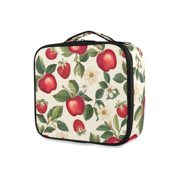 FORMRS Travel Makeup Bag Large Capacity Train Case Cosmetic Organizer with Adjustable Dividers, Apple Leaves Pattern