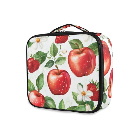 FORMRS Travel Makeup Bag Large Capacity Train Case Cosmetic Organizer with Adjustable Dividers, Apple Pattern