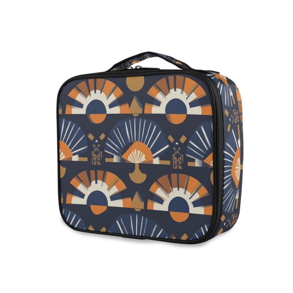 FORMRS Travel Makeup Bag Large Capacity Train Case Cosmetic Organizer with Adjustable Dividers, Art Geometric Pattern
