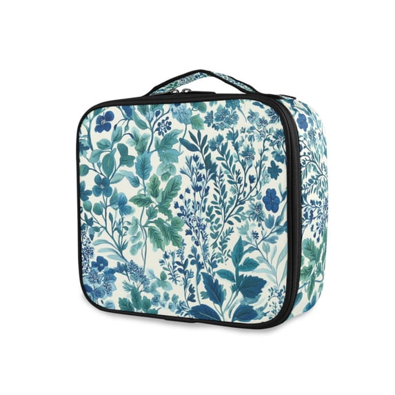 FORMRS Travel Makeup Bag Large Capacity Train Case Cosmetic Organizer with Adjustable Dividers, Beautiful Leaves Pattern
