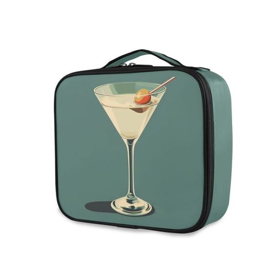 FORMRS Travel Makeup Bag Large Capacity Train Case Cosmetic Organizer with Adjustable Dividers, Beige Martini