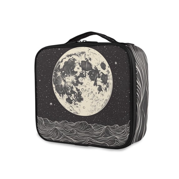 FORMRS Travel Makeup Bag Large Capacity Train Case Cosmetic Organizer with Adjustable Dividers, Beige Moon