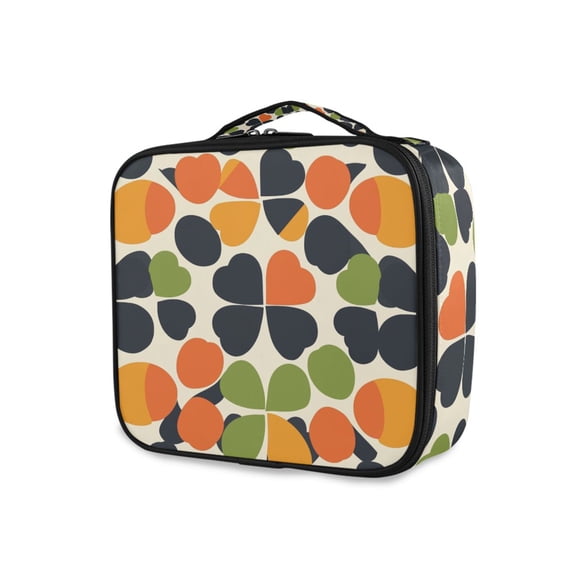 FORMRS Travel Makeup Bag Large Capacity Train Case Cosmetic Organizer with Adjustable Dividers, Black Clover Pattern