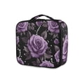 thumbnail image 1 of FORMRS Travel Makeup Bag Large Capacity Train Case Cosmetic Organizer with Adjustable Dividers, Black Roses, 1 of 8