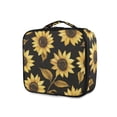 thumbnail image 1 of FORMRS Travel Makeup Bag Large Capacity Train Case Cosmetic Organizer with Adjustable Dividers, Black Sunflower Pattern, 1 of 8