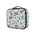 thumbnail image 1 of FORMRS Travel Makeup Bag Large Capacity Train Case Cosmetic Organizer with Adjustable Dividers, Blue Doodle Pattern, 1 of 8