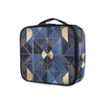 thumbnail image 1 of FORMRS Travel Makeup Bag Large Capacity Train Case Cosmetic Organizer with Adjustable Dividers, Blue Geometric Pattern, 1 of 8