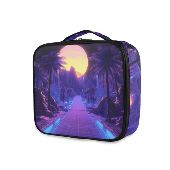 FORMRS Travel Makeup Bag Large Capacity Train Case Cosmetic Organizer with Adjustable Dividers, Blue Road