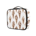 thumbnail image 1 of FORMRS Travel Makeup Bag Large Capacity Train Case Cosmetic Organizer with Adjustable Dividers, Brown Ice Cream Pattern, 1 of 8