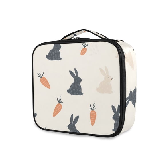 FORMRS Travel Makeup Bag Large Capacity Train Case Cosmetic Organizer with Adjustable Dividers, Bunnies and Carrots
