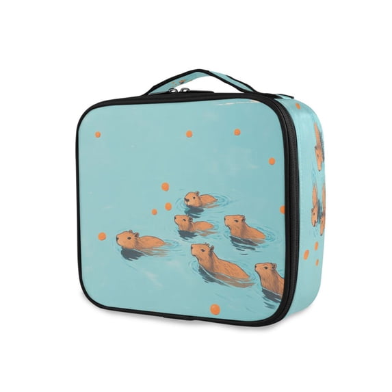 FORMRS Travel Makeup Bag Large Capacity Train Case Cosmetic Organizer with Adjustable Dividers, Capybara Splash