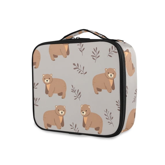 FORMRS Travel Makeup Bag Large Capacity Train Case Cosmetic Organizer with Adjustable Dividers, Cartoon Bear