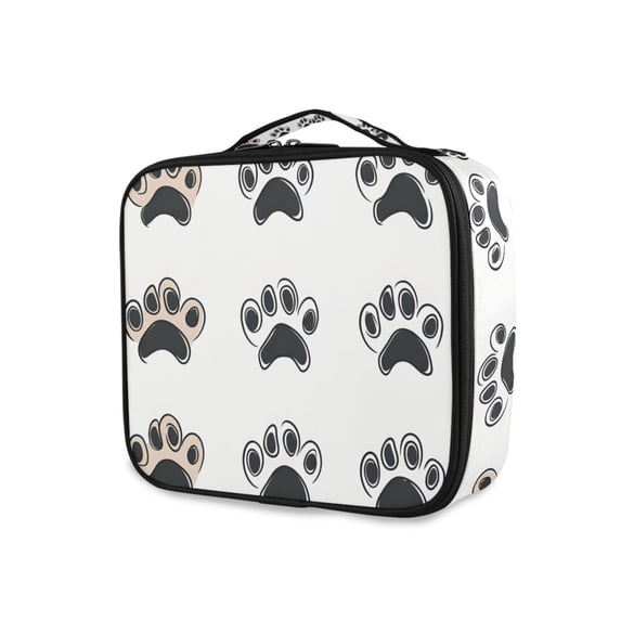 FORMRS Travel Makeup Bag Large Capacity Train Case Cosmetic Organizer with Adjustable Dividers, Cartoon Cat Paw