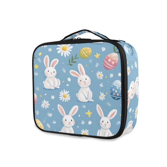 FORMRS Travel Makeup Bag Large Capacity Train Case Cosmetic Organizer with Adjustable Dividers, Cartoon Easter Bunnies