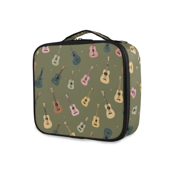 FORMRS Travel Makeup Bag Large Capacity Train Case Cosmetic Organizer with Adjustable Dividers, Cartoon Guitar Pattern