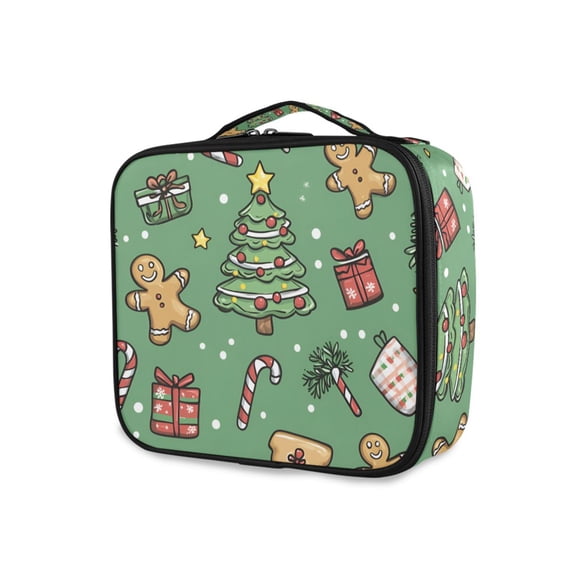 FORMRS Travel Makeup Bag Large Capacity Train Case Cosmetic Organizer with Adjustable Dividers, Christmas Cookies