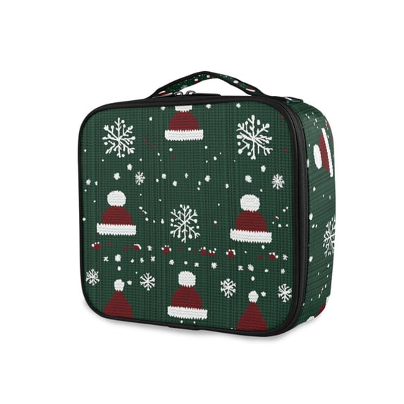 FORMRS Travel Makeup Bag Large Capacity Train Case Cosmetic Organizer with Adjustable Dividers, Christmas Santa Hats