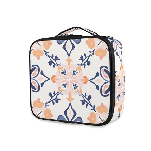 FORMRS Travel Makeup Bag Large Capacity Train Case Cosmetic Organizer with Adjustable Dividers, Colorful Abstract Pattern