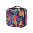 thumbnail image 1 of FORMRS Travel Makeup Bag Large Capacity Train Case Cosmetic Organizer with Adjustable Dividers, Colorful Art Leaves Pattern, 1 of 8