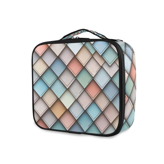 FORMRS Travel Makeup Bag Large Capacity Train Case Cosmetic Organizer with Adjustable Dividers, Colorful Art Pattern