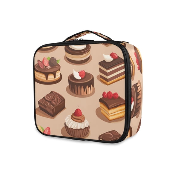 FORMRS Travel Makeup Bag Large Capacity Train Case Cosmetic Organizer with Adjustable Dividers, Creamy Cake