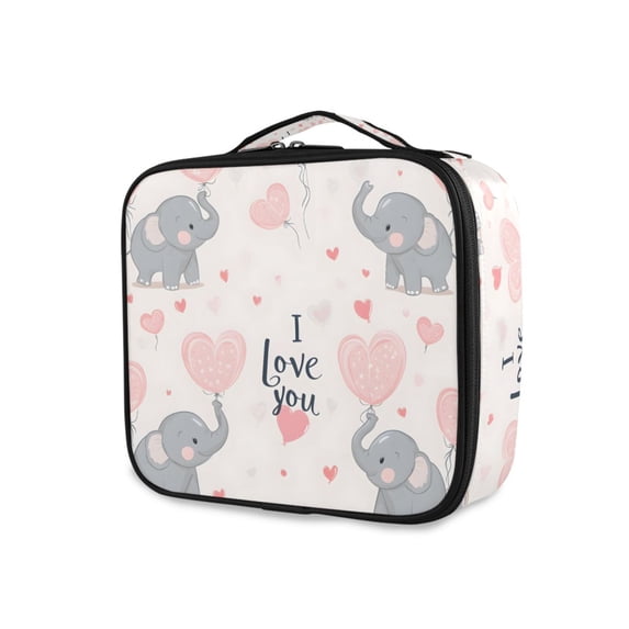 FORMRS Travel Makeup Bag Large Capacity Train Case Cosmetic Organizer with Adjustable Dividers, Cute Elephant