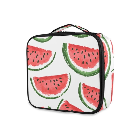 FORMRS Travel Makeup Bag Large Capacity Train Case Cosmetic Organizer with Adjustable Dividers, Cute Watermelon
