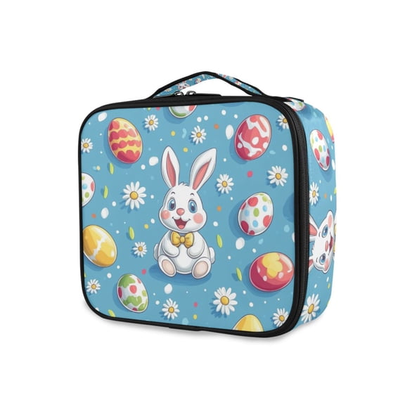 FORMRS Travel Makeup Bag Large Capacity Train Case Cosmetic Organizer with Adjustable Dividers, Easter Bunny Pattern