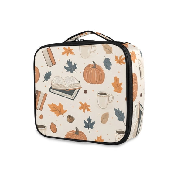 FORMRS Travel Makeup Bag Large Capacity Train Case Cosmetic Organizer with Adjustable Dividers, Fall Books