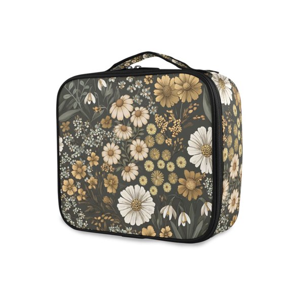 FORMRS Travel Makeup Bag Large Capacity Train Case Cosmetic Organizer with Adjustable Dividers, Floral Wilderness Pattern