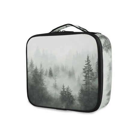 FORMRS Travel Makeup Bag Large Capacity Train Case Cosmetic Organizer with Adjustable Dividers, Foggy Forest
