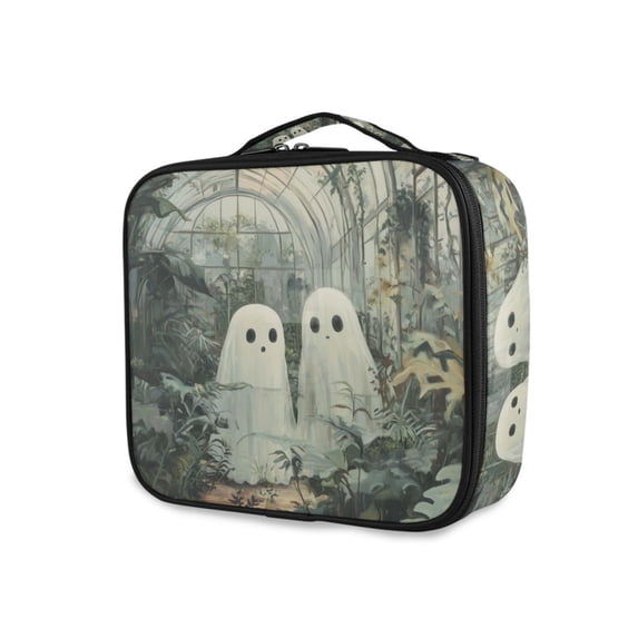 FORMRS Travel Makeup Bag Large Capacity Train Case Cosmetic Organizer with Adjustable Dividers, Ghosts Playing in A Garden
