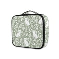 thumbnail image 1 of FORMRS Travel Makeup Bag Large Capacity Train Case Cosmetic Organizer with Adjustable Dividers, Green Floral Cat Pattern, 1 of 8
